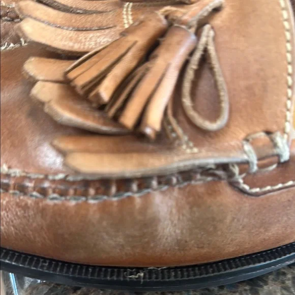 Cole Haan Brown Leather Tassel Slip-Ons - Picture 9 of 12